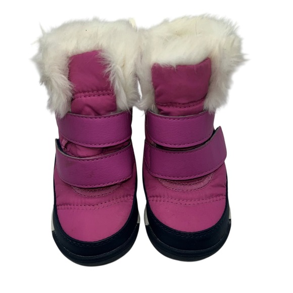 Sorel Pink Winter Snow Boots Fur Trim Waterproof Baby Girl Size 6 Toddler - Picture 2 of 9